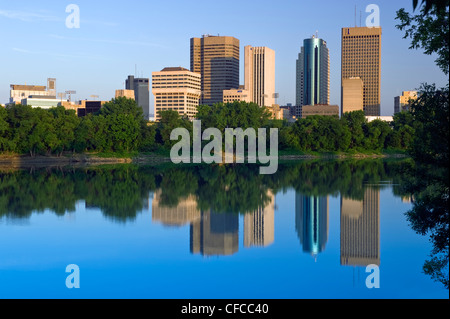 Winnipeg Skyline von St. Bonifatius, Manitoba, Kanada Stockfoto