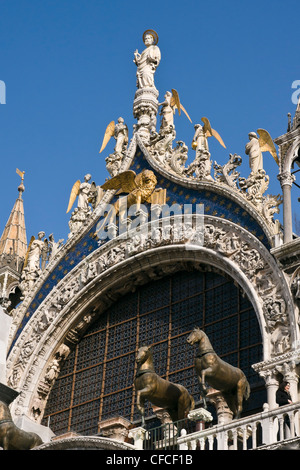 Bronze Pferde der Basilika San Marco (Markusplatz) - Venedig, Venezia, Italien, Europa Stockfoto