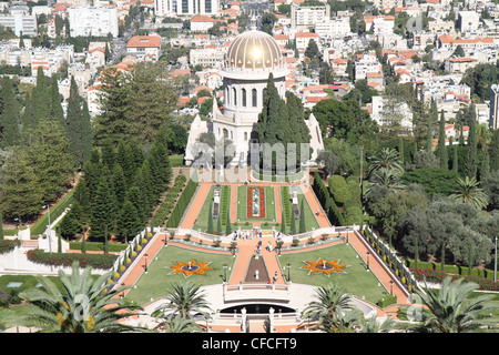 Die Bahai-Gärten, aka die hängenden Gärten, in der deutschen Kolonie in Haifa, eine der meistbesuchten Touristenattraktionen in Israel Stockfoto