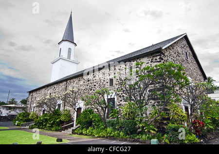 Mokuaikaua Kirche-Vorderansicht Stockfoto