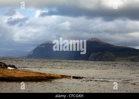 Regenbogen Yr eIFL.NET von Porth Dinllaen Nefyn Lleyn Halbinsel Gwynedd Wales Stockfoto