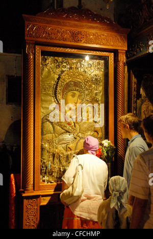 Ikone der Mutter Gottes in der Geburtskirche in Bethlehem, Westjordanland, Israel Stockfoto