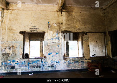 Die alten & bombardiert Bahnhof von Jaffna im Norden Sri Lankas. Stockfoto