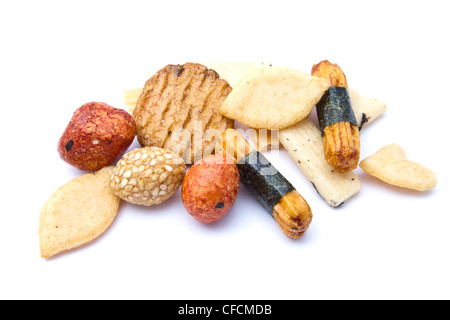 Lecker Reis Cracker Closeup auf weißem Hintergrund Stockfoto