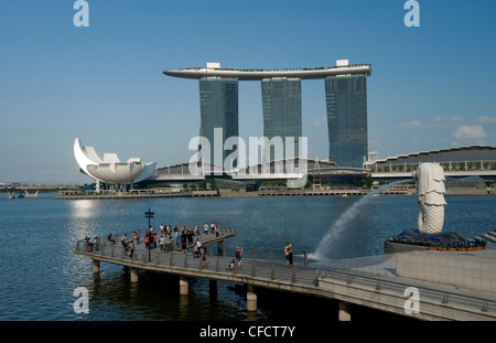 Marina Sands Resort &amp; Casino und Merlion, Singapur, Südostasien, Asien Stockfoto