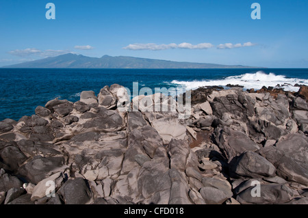 Shorline in Kapalua, Lanai in Ferne, Maui, Hawaii, Vereinigte Staaten von Amerika Stockfoto