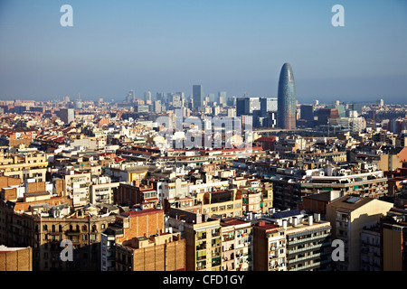 Blick von oben auf die Sagrada Familia, Barcelona, Katalonien, Spanien, Europa Stockfoto