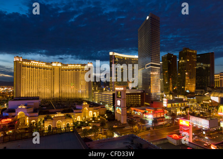 Nacht Panorama des neuen Hotels, Las Vegas Boulevard South, Strip, Las Vegas, Nevada, USA Stockfoto