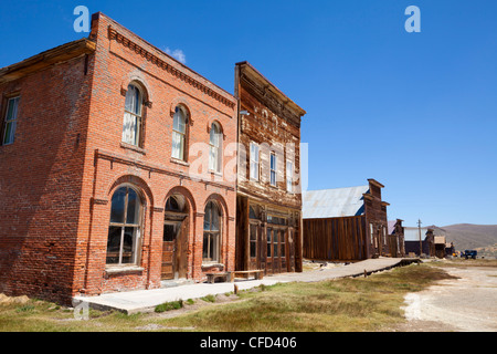 Ziegel-Post und Dechambeau Hotel, Bodie, Bodie State Historic Park, Bridgeport, Kalifornien, USA Stockfoto