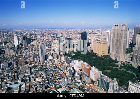 Japan, Tokio, Shinjuku, Shinjuku Bereich Skyline mit Tokyo Gas-Gebäude und Tokyo City Hall im Vordergrund Stockfoto