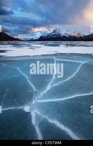 Abraham Lake an der Kootenay Plains, Bighorn Wildlands, Alberta, Kanada. Stockfoto