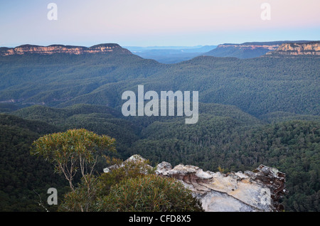 Mount Solitary und Jamison Valley, Blue Mountains, Blue Mountains National Park, New South Wales, Australien Stockfoto