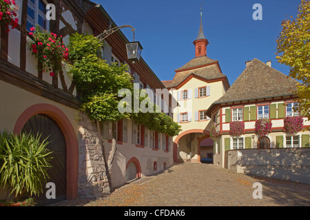 Burkheim, historische Stadt mit Stadt-Tor, Kaiserstuhl, Baden Württemberg, Deutschland, Europa Stockfoto