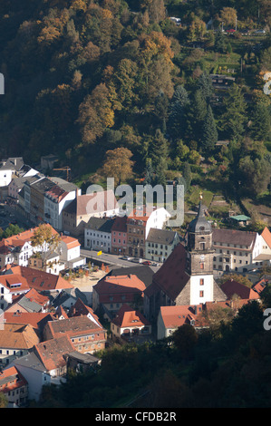 Dorf von Königstein aus Festung Königstein, Sachsen, Deutschland, Europa Stockfoto