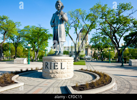 Louis Riel Statue auf dem Gelände der Legislative Building, Winnipeg, Manitoba, Kanada Stockfoto