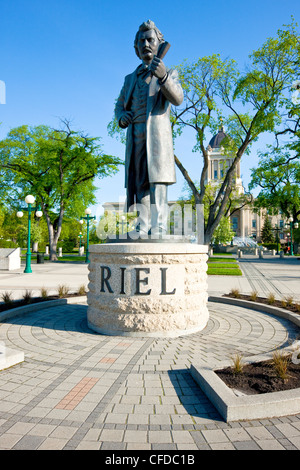 Louis Riel Statue auf dem Gelände der Legislative Building, Winnipeg, Manitoba, Kanada Stockfoto