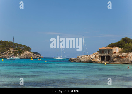 Cala Mondrago, Cala S Amarador, Bucht, Parc Natural de Mondrago, Naturpark, Mallorca, Balearen, Spanien, Europa Stockfoto