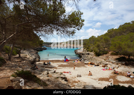 D es Calo Burgit, Bucht, Strand, Parc Natural de Mondrago, Naturpark, Mallorca, Balearen, Spanien, Europa Stockfoto