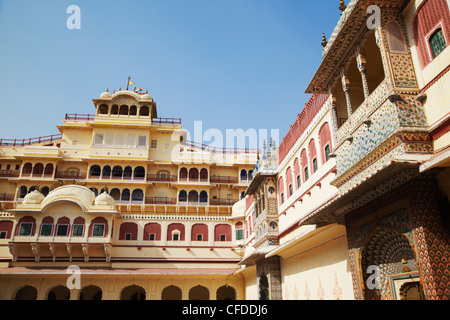 Chandra Mahal, Stadtschloss, Jaipur, Rajasthan, Indien, Asien Stockfoto