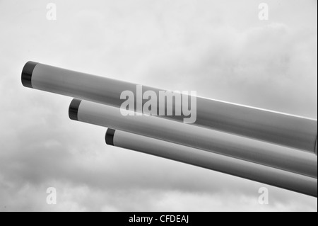 Waffen des Schlachtschiffes USS Missouri, Pearl Harbor, Hawaii.  Das Schiff war der Ort von der japanischen Kapitulation des zweiten Weltkriegs. Stockfoto