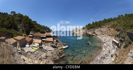 Cala Deiá, Bucht, Strand, in der Nähe von Deiá, Serra de Tramuntana, Tramuntana-Gebirge, Mallorca, Balearen, Spanien, Europa Stockfoto