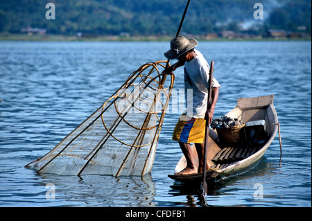 Inle-See Fischer, Nyaungshwe, Shan-Staaten, Myanmar, Asien Stockfoto