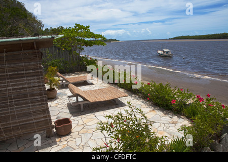 Terrasse mit Blick aufs Meer, Bundesstaat Bahia, Brasilien, Südamerika, Amerika Stockfoto