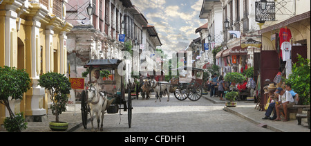 Panorama-Blick von Vigan, einer spanischen Kolonialstadt in Ilocos, Vigan, Insel Luzon, Philippinen, Asien Stockfoto