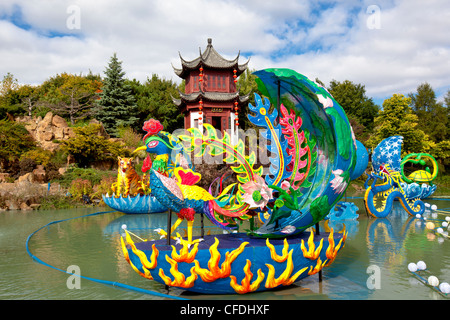 Die Magie der Laternen, chinesischer Garten, Montreal Botanical Gardens, Montreal, Quebec, Kanada Stockfoto