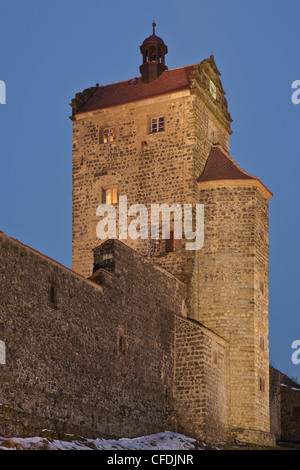 Seigerturm-Turm der Burg Stolpen in der Nähe von Dresden, Sächsische Schweiz-Ost-Erzgebirge, Sachsen, Deutschland, Europa Stockfoto