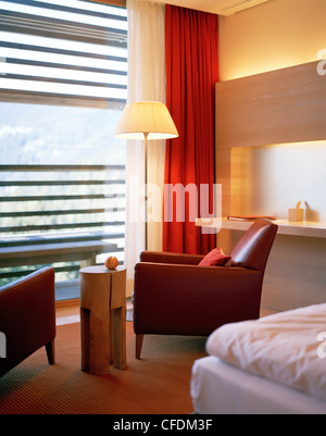 Hotelzimmer, Vigilius Mountain Resort, Vigiljoch, Lana, Trentino-Alto Adige/Suedtirol, Italien Stockfoto