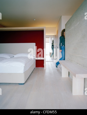 Hotelzimmer, Vigilius Mountain Resort, Vigiljoch, Lana, Trentino-Alto Adige/Suedtirol, Italien Stockfoto