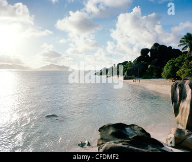 Welten, die berühmtesten Strand Anse Source d ' Argent mit seinen Granitfelsen, südwestlichen La Digue, La Digue und Inner Islands, Repub Stockfoto