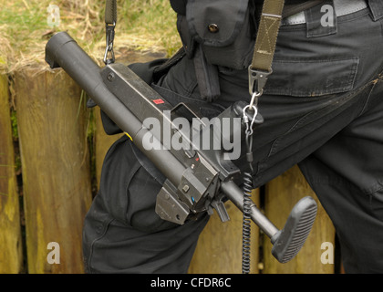 Die Heckler und Koch 37mm Stab Waffe (Granatwerfer). Die Waffe ist bei britischen Polizisten Schusswaffen im Einsatz. Stockfoto