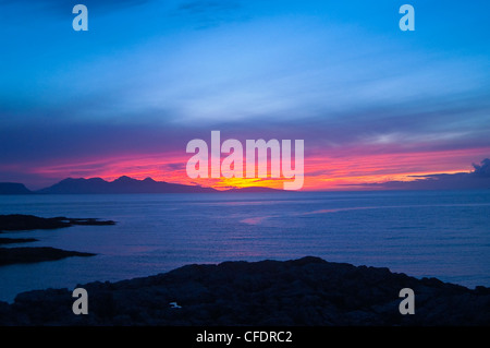 Sonnenuntergang, Rum, Inneren Hebriden, Schottland Stockfoto