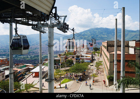 Metrocable Gondel, Medellin, Kolumbien, Südamerika Stockfoto