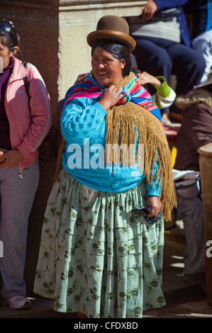 Frau am Anata Andina Harvest Festival, Karneval, Oruro, Bolivien, Südamerika Stockfoto