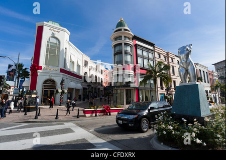 Rodeo Drive an Weihnachten, Beverly Hills, Los Angeles, California, Vereinigte Staaten von Amerika Stockfoto