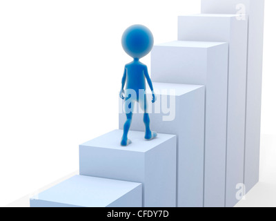 Business-Mann beim Treppensteigen. 3D gerenderte Darstellung. Stockfoto