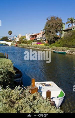 Häuser auf den Kanälen in Venice Beach, Los Angeles, California, Vereinigte Staaten von Amerika Stockfoto