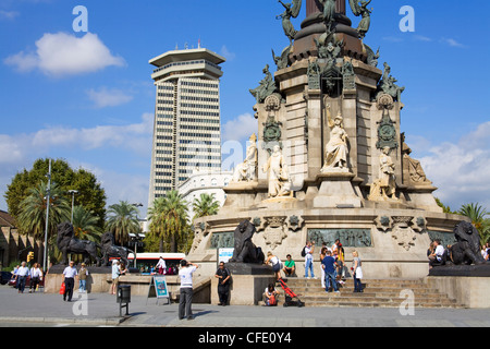 Kolumbus-Denkmal in Port Vell, Barcelona, Katalonien, Spanien, Europa Stockfoto