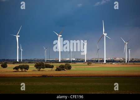 Windkraftanlagen, Albacete, Castilla-La Mancha, Spanien, Europa Stockfoto