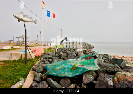 Manta Ray Carving, Grande Anse New Brunswick, Kanada Stockfoto