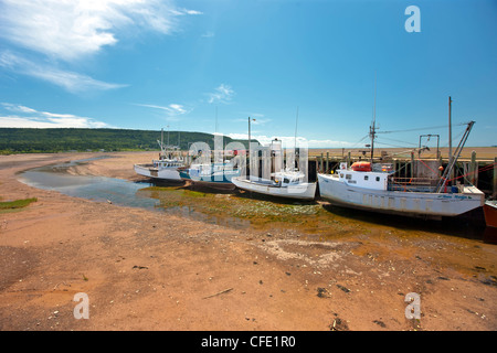 Angelboote/Fischerboote bei Ebbe, Advocate Harbour Bay Of Fundy, Nova Scotia, Kanada Stockfoto