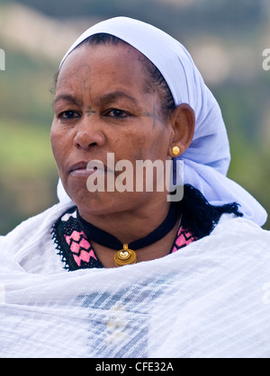 Porträt des äthiopischen Juden Frau während des Urlaubs "Sigd" in Jerusalem Stockfoto