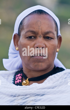 Porträt des äthiopischen Juden Frau während des Urlaubs "Sigd" in Jerusalem Stockfoto