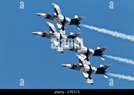 Aero L39 Albatros Flugzeuge der US-zivilen aerobatic team Heavy Metal Jet / Schwarz Karo Stockfoto