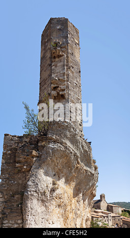 La Candela, Turm Reste der alten Burg am Eingang zum Minerve, eine Stadt Katharer Languedoc Herault, Frankreich Stockfoto