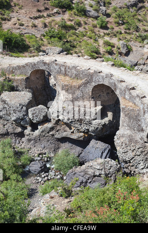 Debre Libanos Schlucht. Abschnitt der Portugiesen-Brücke; genauer gesagt Ras Darges Brücke. Äthiopien. Stockfoto