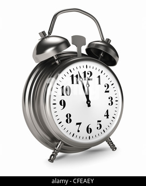 Alte silberne Uhr auf weißem Hintergrund. 3D render Stockfoto